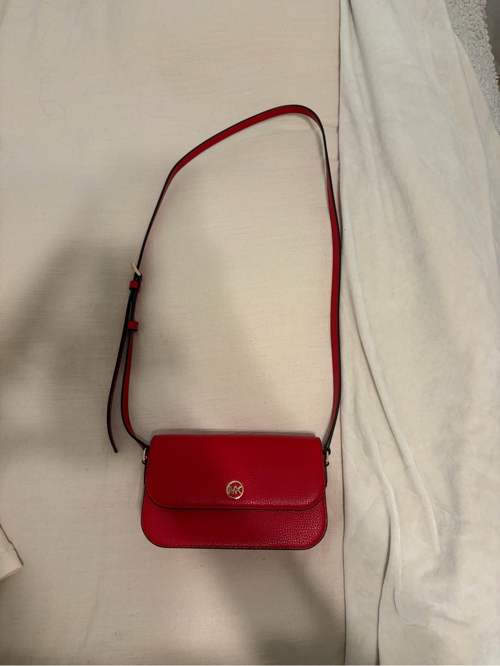 Michael Kors Red Pebbled Leather Flap Crossbody